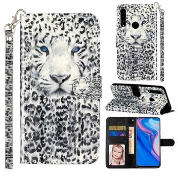 White Leopard 3D Leather Phone Holster Wallet Case for Huawei Honor 10 Lite
