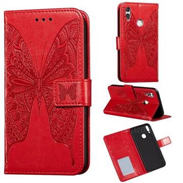 Intricate Embossing Vivid Butterfly Leather Wallet Case for Huawei Honor 10 Lite - Red