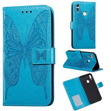 Intricate Embossing Vivid Butterfly Leather Wallet Case for Huawei Honor 10 Lite - Blue