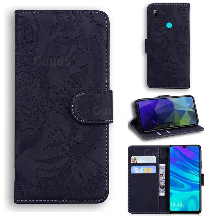 Intricate Embossing Tiger Face Leather Wallet Case for Huawei Honor 10 Lite - Black