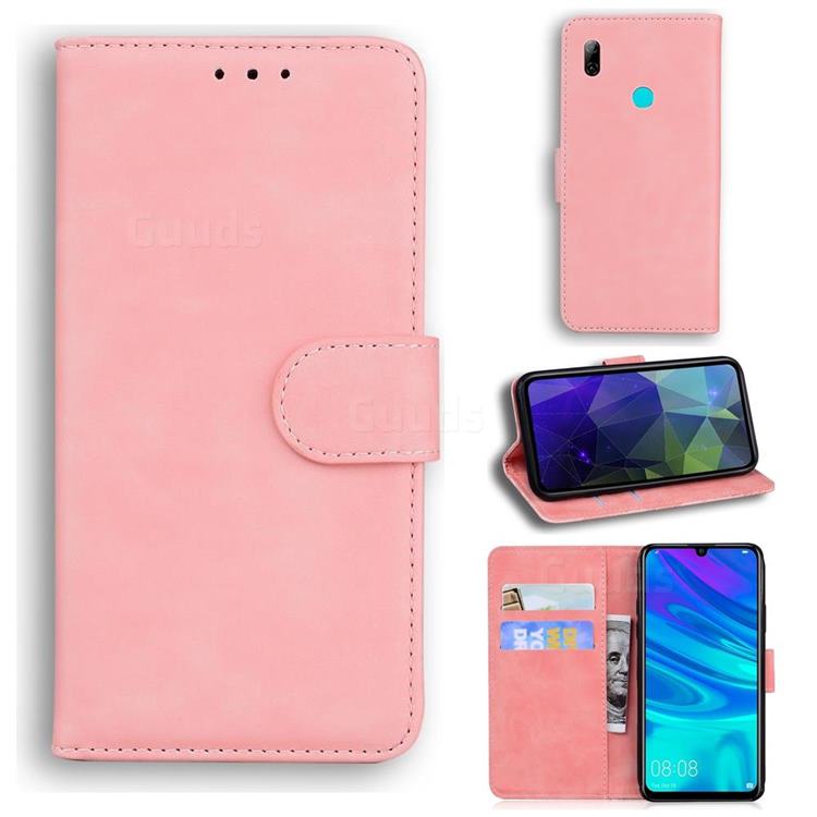 Retro Classic Skin Feel Leather Wallet Phone Case for Huawei Honor 10 Lite - Pink