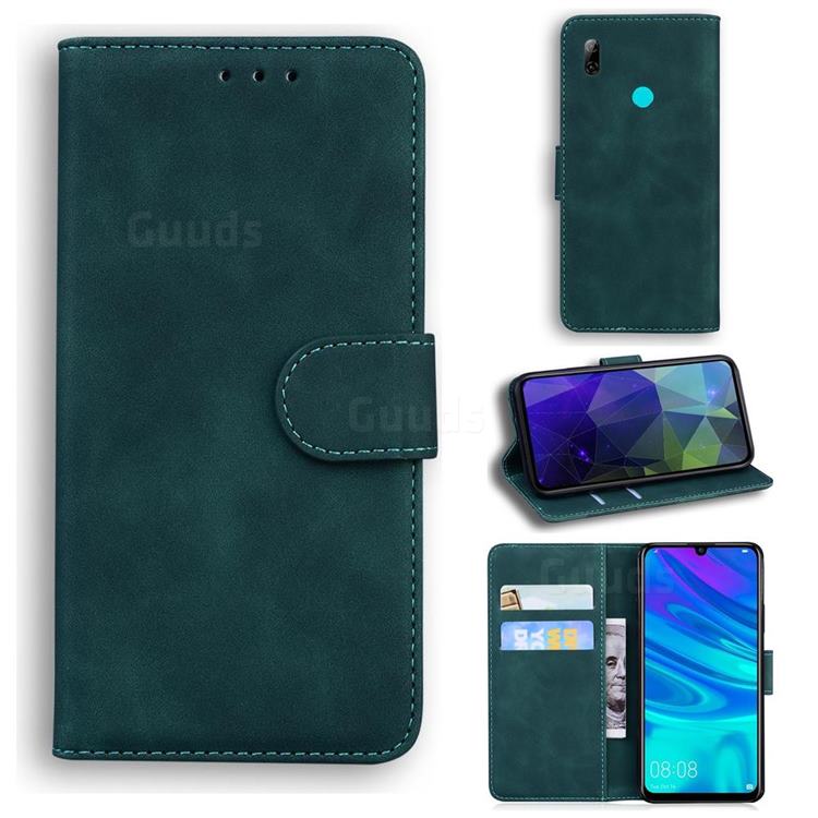 Retro Classic Skin Feel Leather Wallet Phone Case for Huawei Honor 10 Lite - Green