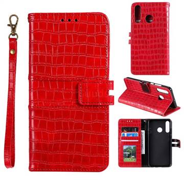 Luxury Crocodile Magnetic Leather Wallet Phone Case for Huawei Honor 10 Lite - Red