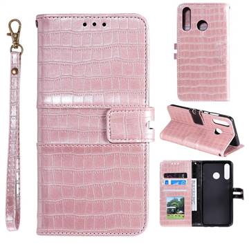 Luxury Crocodile Magnetic Leather Wallet Phone Case for Huawei Honor 10 Lite - Rose Gold