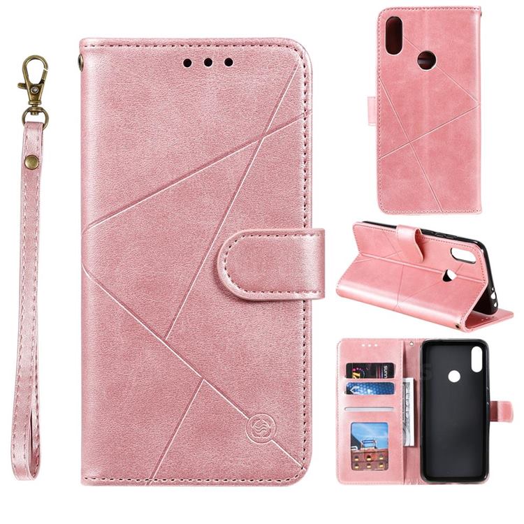 Embossing Geometric Leather Wallet Case for Huawei Honor 10 Lite - Rose Gold