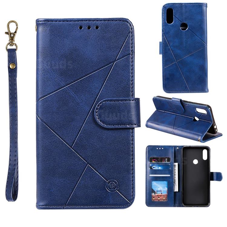 Embossing Geometric Leather Wallet Case for Huawei Honor 10 Lite - Blue