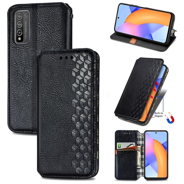 Ultra Slim Fashion Business Card Magnetic Automatic Suction Leather Flip Cover for Huawei Honor 10X Lite - Black