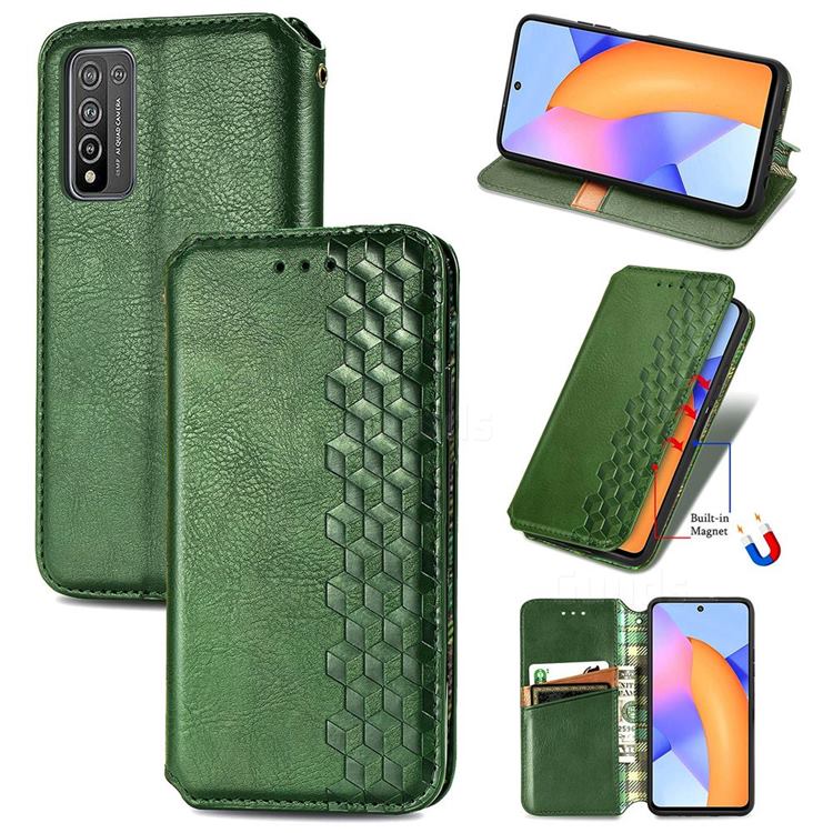 Ultra Slim Fashion Business Card Magnetic Automatic Suction Leather Flip Cover for Huawei Honor 10X Lite - Green