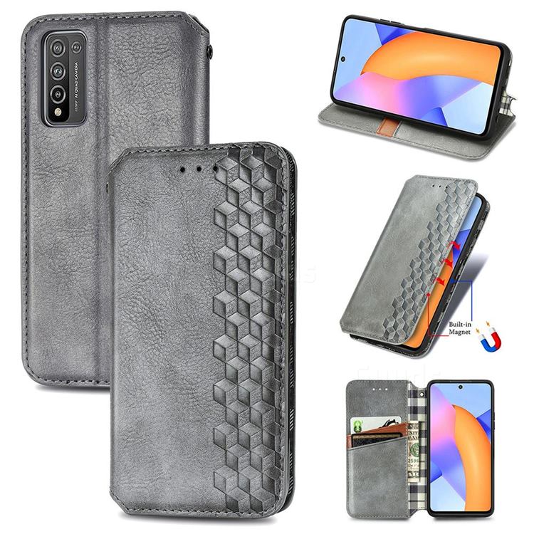 Ultra Slim Fashion Business Card Magnetic Automatic Suction Leather Flip Cover for Huawei Honor 10X Lite - Grey