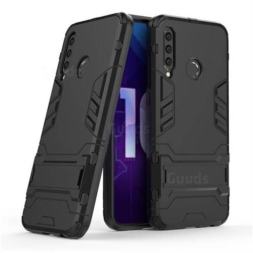 Armor Premium Tactical Grip Kickstand Shockproof Dual Layer Rugged Hard Cover for Huawei Honor 10i - Black