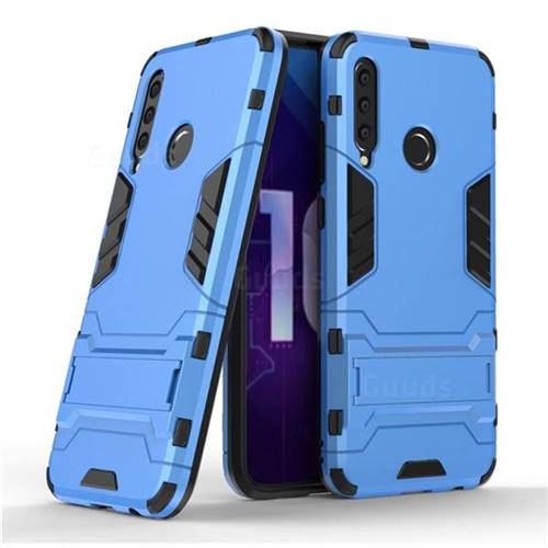 Armor Premium Tactical Grip Kickstand Shockproof Dual Layer Rugged Hard Cover for Huawei Honor 10i - Light Blue