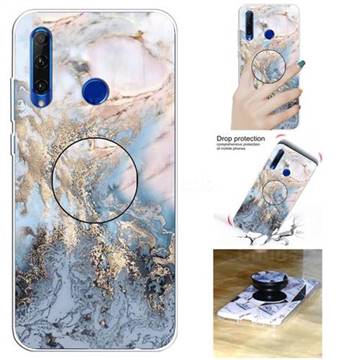 Golden Gray Marble Pop Stand Holder Varnish Phone Cover for Huawei Honor 10i