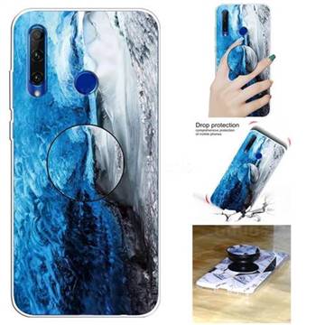 Dark Blue Marble Pop Stand Holder Varnish Phone Cover for Huawei Honor 10i