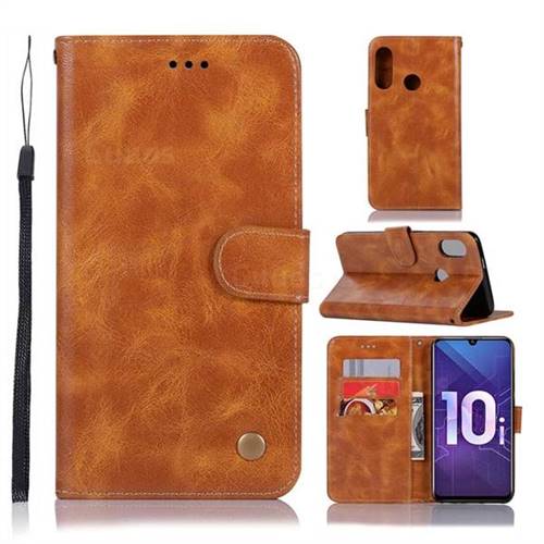 Luxury Retro Leather Wallet Case for Huawei Honor 10i - Golden