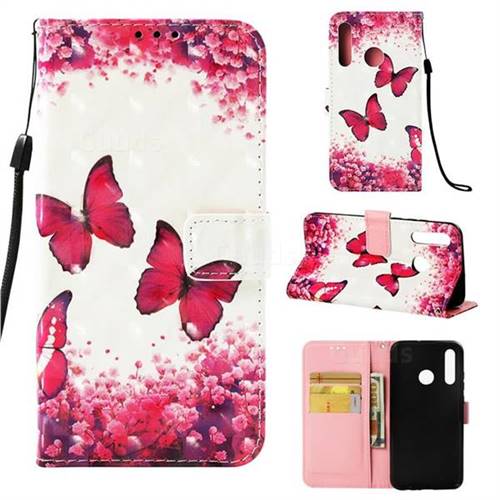 Rose Butterfly 3D Painted Leather Wallet Case for Huawei Honor 10i