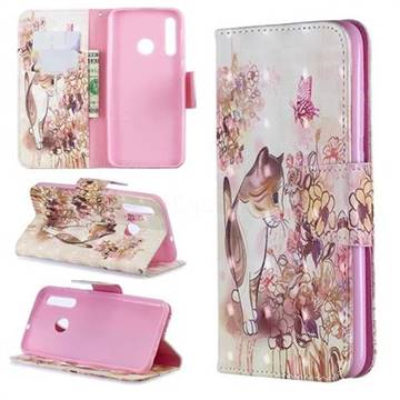 Flower Butterfly Cat 3D Painted Leather Wallet Phone Case for Huawei Honor 10i