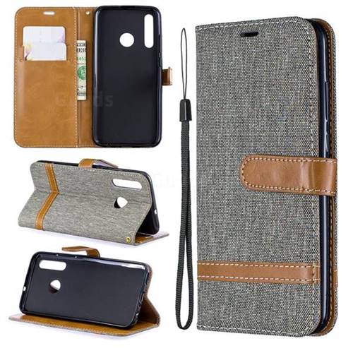 Jeans Cowboy Denim Leather Wallet Case for Huawei Honor 10i - Gray