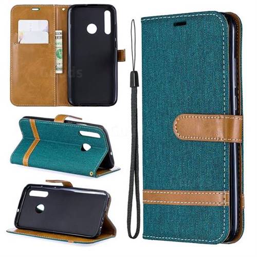Jeans Cowboy Denim Leather Wallet Case for Huawei Honor 10i - Green
