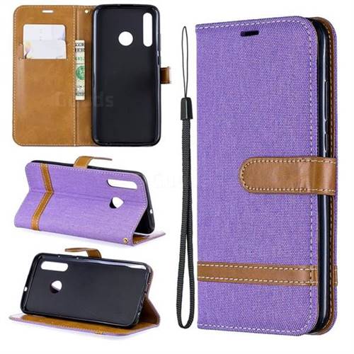 Jeans Cowboy Denim Leather Wallet Case for Huawei Honor 10i - Purple