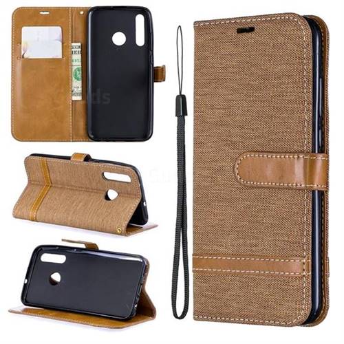 Jeans Cowboy Denim Leather Wallet Case for Huawei Honor 10i - Brown