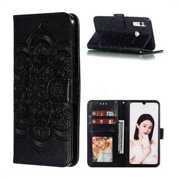 Intricate Embossing Datura Solar Leather Wallet Case for Huawei Honor 10i - Black
