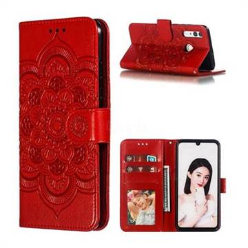 Intricate Embossing Datura Solar Leather Wallet Case for Huawei Honor 10i - Red