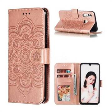 Intricate Embossing Datura Solar Leather Wallet Case for Huawei Honor 10i - Rose Gold