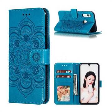 Intricate Embossing Datura Solar Leather Wallet Case for Huawei Honor 10i - Blue