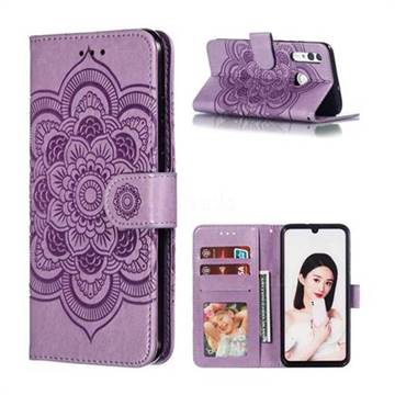 Intricate Embossing Datura Solar Leather Wallet Case for Huawei Honor 10i - Purple