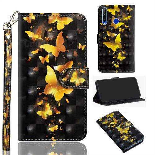 Golden Butterfly 3D Painted Leather Wallet Case for Huawei Honor 10i