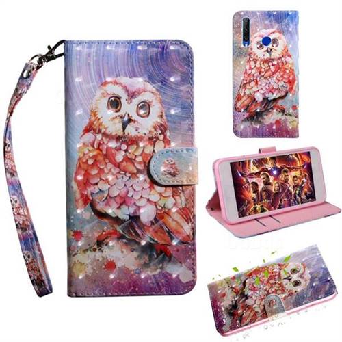 Colored Owl 3D Painted Leather Wallet Case for Huawei Honor 10i