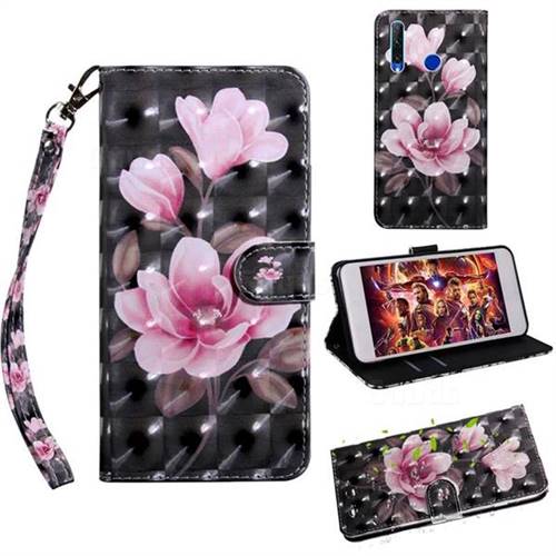 Black Powder Flower 3D Painted Leather Wallet Case for Huawei Honor 10i