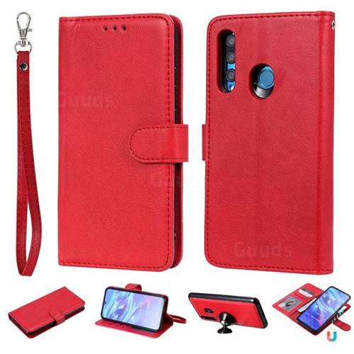 Retro Greek Detachable Magnetic PU Leather Wallet Phone Case for Huawei Honor 10i - Red