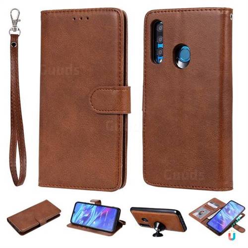 Retro Greek Detachable Magnetic PU Leather Wallet Phone Case for Huawei Honor 10i - Brown