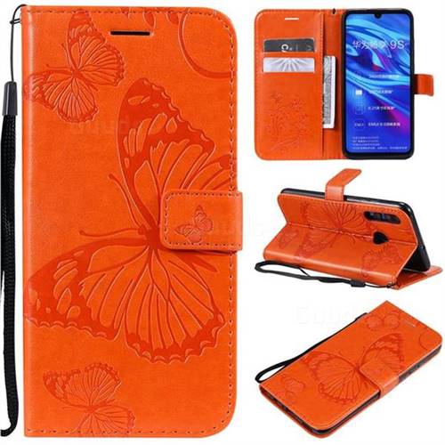 Embossing 3D Butterfly Leather Wallet Case for Huawei Honor 10i - Orange