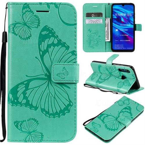 Embossing 3D Butterfly Leather Wallet Case for Huawei Honor 10i - Green
