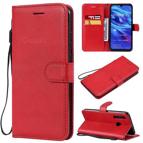 Retro Greek Classic Smooth PU Leather Wallet Phone Case for Huawei Honor 10i - Red