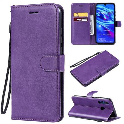 Retro Greek Classic Smooth PU Leather Wallet Phone Case for Huawei Honor 10i - Purple