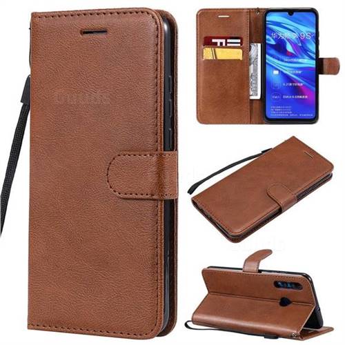 Retro Greek Classic Smooth PU Leather Wallet Phone Case for Huawei Honor 10i - Brown