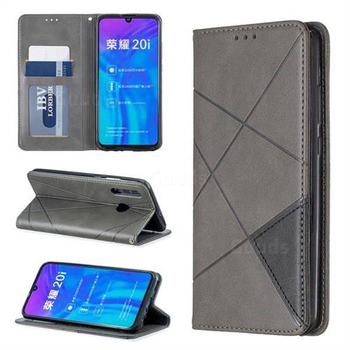 Prismatic Slim Magnetic Sucking Stitching Wallet Flip Cover for Huawei Honor 10i - Gray