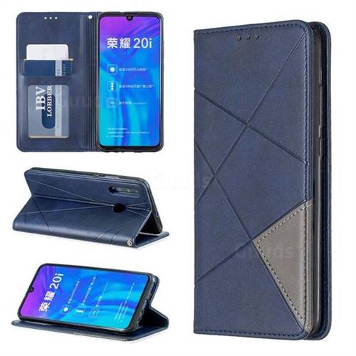 Prismatic Slim Magnetic Sucking Stitching Wallet Flip Cover for Huawei Honor 10i - Blue