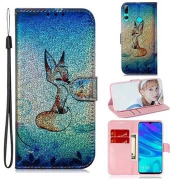 Cute Fox Laser Shining Leather Wallet Phone Case for Huawei Honor 10i