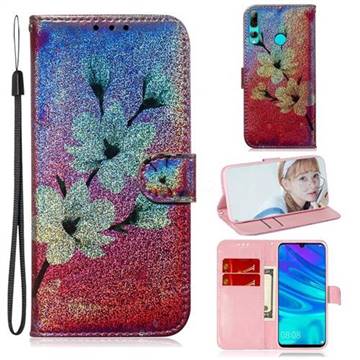 Magnolia Laser Shining Leather Wallet Phone Case for Huawei Honor 10i
