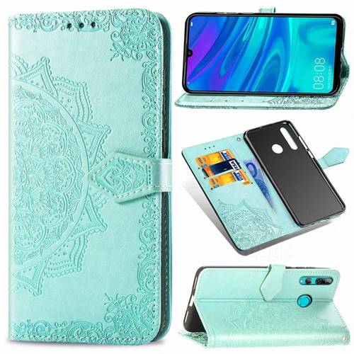 Embossing Imprint Mandala Flower Leather Wallet Case for Huawei Honor 10i - Green