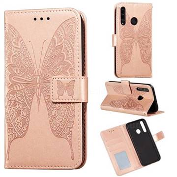 Intricate Embossing Vivid Butterfly Leather Wallet Case for Huawei Honor 10i - Rose Gold