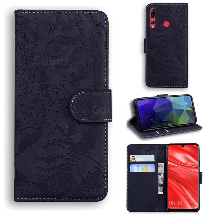 Intricate Embossing Tiger Face Leather Wallet Case for Huawei Honor 10i - Black