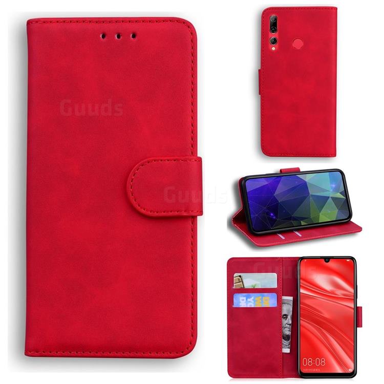 Retro Classic Skin Feel Leather Wallet Phone Case for Huawei Honor 10i - Red