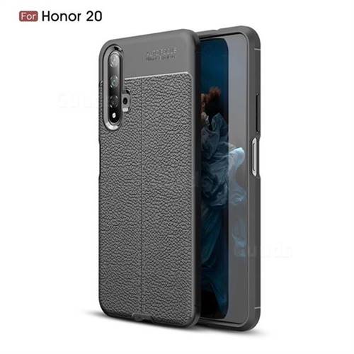 Luxury Auto Focus Litchi Texture Silicone TPU Back Cover for Huawei Honor 20 - Black