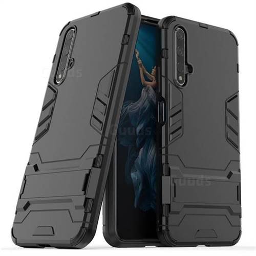 Armor Premium Tactical Grip Kickstand Shockproof Dual Layer Rugged Hard Cover for Huawei Honor 20 - Black