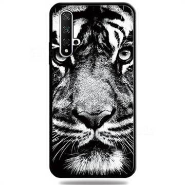 White Tiger 3D Embossed Relief Black TPU Cell Phone Back Cover for Huawei Honor 20